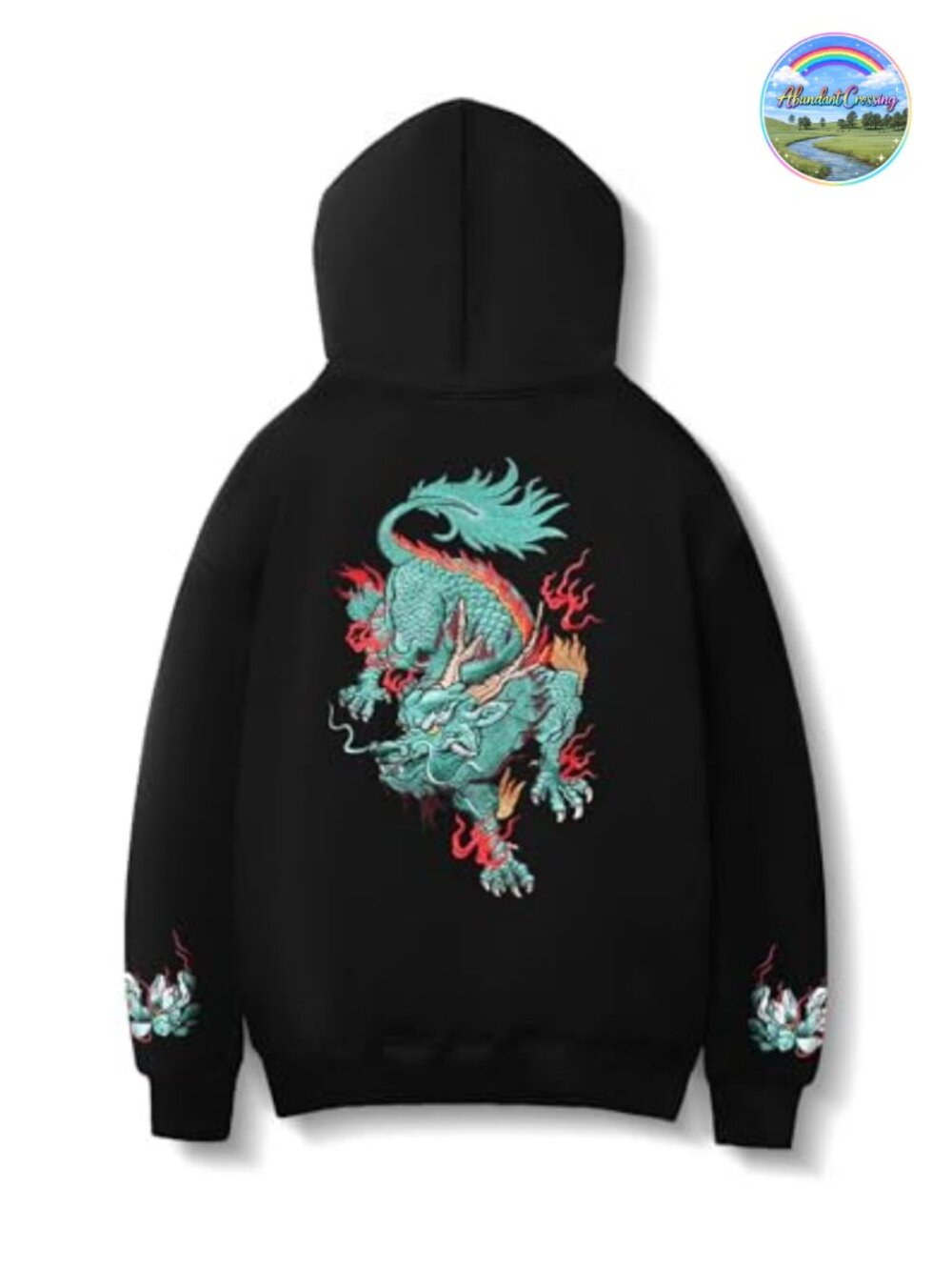Heavyweight Pullover Hoodie - Dragon Embroidery Streetwear